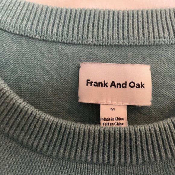 Frank and Oak Men's Cotton Sweater Crew Neck Pullover Teal Medium - Picture 3 of 3